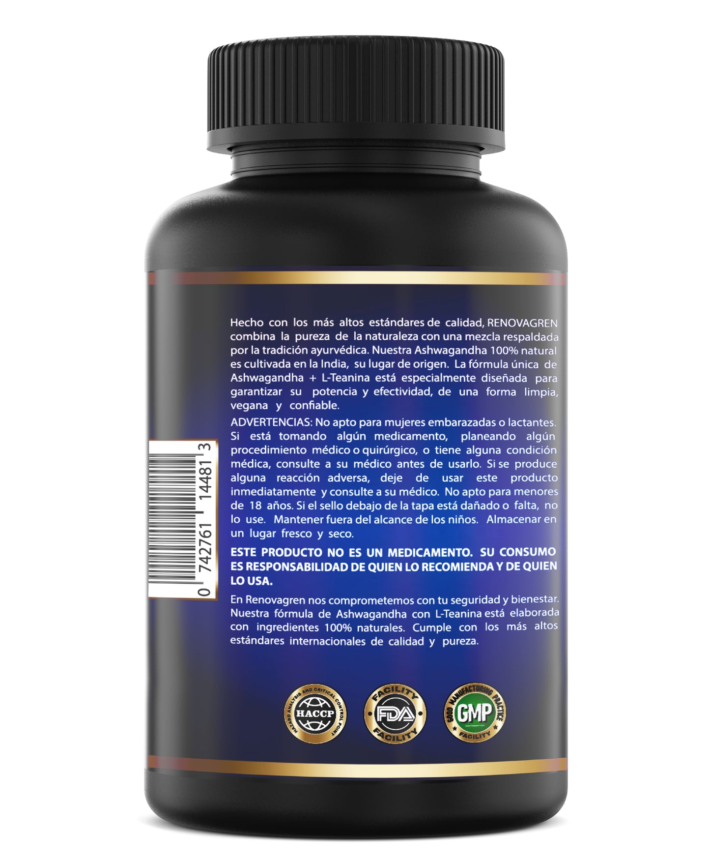 Ashwagandha con L-Teanina (KSM-66) Renovagren – Energía, Calma y Enfoque Mental