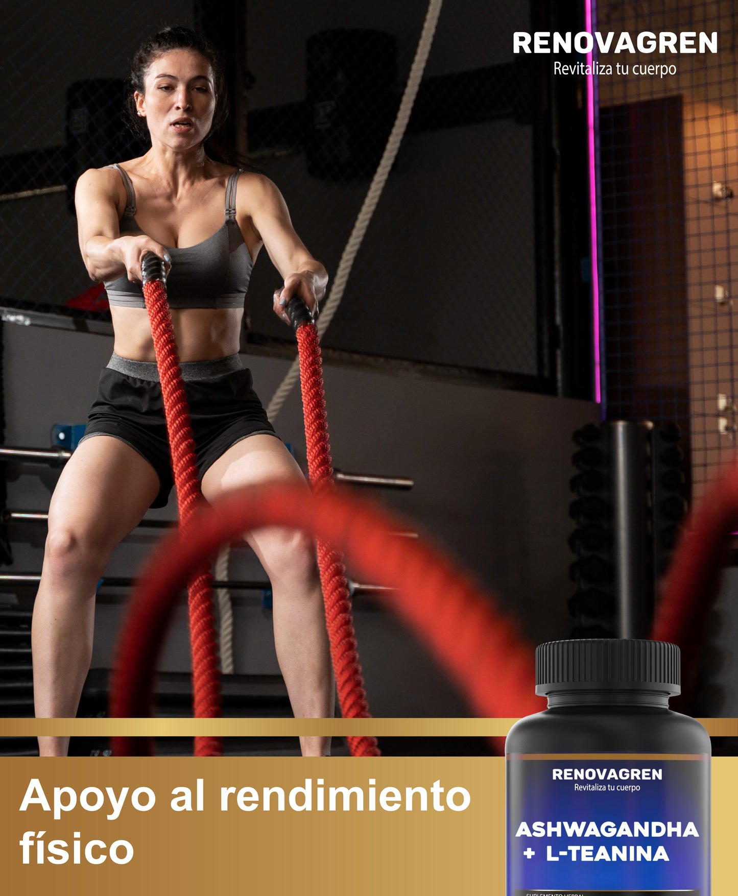 Ashwagandha con L-Teanina (KSM-66) Renovagren – Energía, Calma y Enfoque Mental