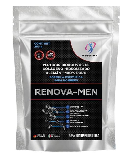 Péptidos De Colageno Alemán Hombres 250g En Polvo Renova-men